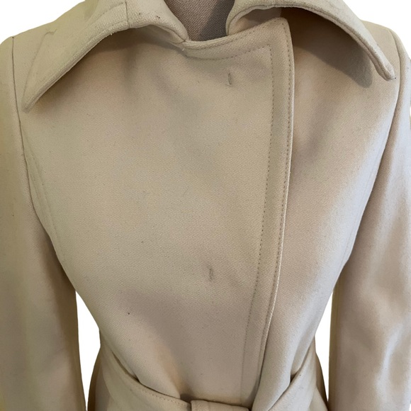 United Colors of Benetton Cream Wool Blend Trench Style Coat 38(2) - Picture 3 of 16